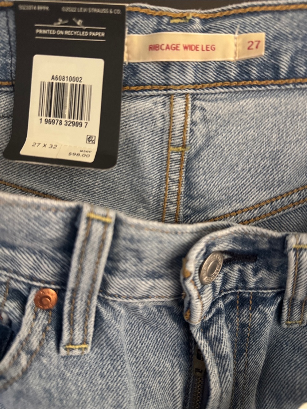 Levi’s Premium Ribcage Wide Leg Jeans NWT 27x32 - Picture 4 of 8